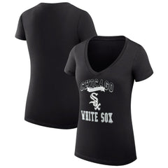 Chicago White Sox G-III 4Her by Carl Banks Women's Super-Slim Fit Lightweight Team Logo Graphic V-Neck T-Shirt Black