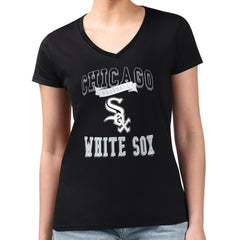 Chicago White Sox G-III 4Her by Carl Banks Women's Super-Slim Fit Lightweight Team Logo Graphic V-Neck T-Shirt Black