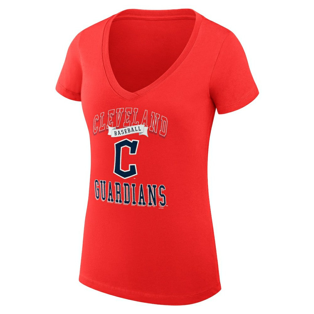 Cleveland Guardians G-III 4Her by Carl Banks Women's Super-Slim Fit Lightweight Team Logo Graphic V-Neck T-Shirt Red