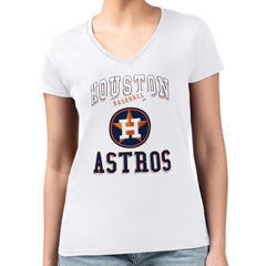 Houston Astros G-III 4Her by Carl Banks Women's Super-Slim Fit Lightweight Team Logo Graphic V-Neck T-Shirt White