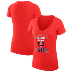 Minnesota Twins G-III 4Her by Carl Banks Women's Super-Slim Fit Lightweight Team Logo Graphic V-Neck T-Shirt Red