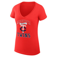 Minnesota Twins G-III 4Her by Carl Banks Women's Super-Slim Fit Lightweight Team Logo Graphic V-Neck T-Shirt Red