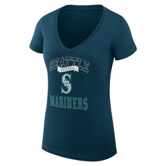 Seattle Mariners G-III 4Her by Carl Banks Women's Super-Slim Fit Lightweight Team Logo Graphic V-Neck T-Shirt Navy