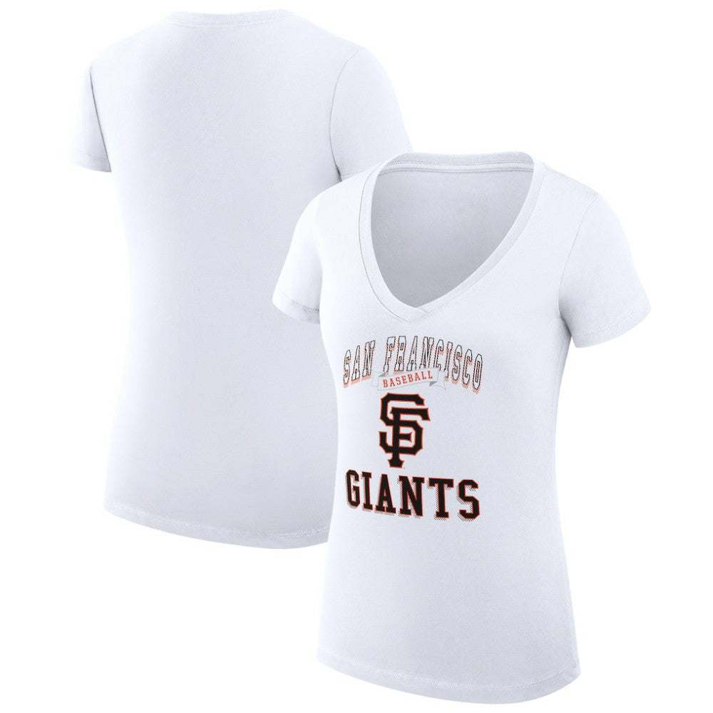 San Francisco Giants G-III 4Her by Carl Banks Women's Super-Slim Fit Lightweight Team Logo Graphic V-Neck T-Shirt White