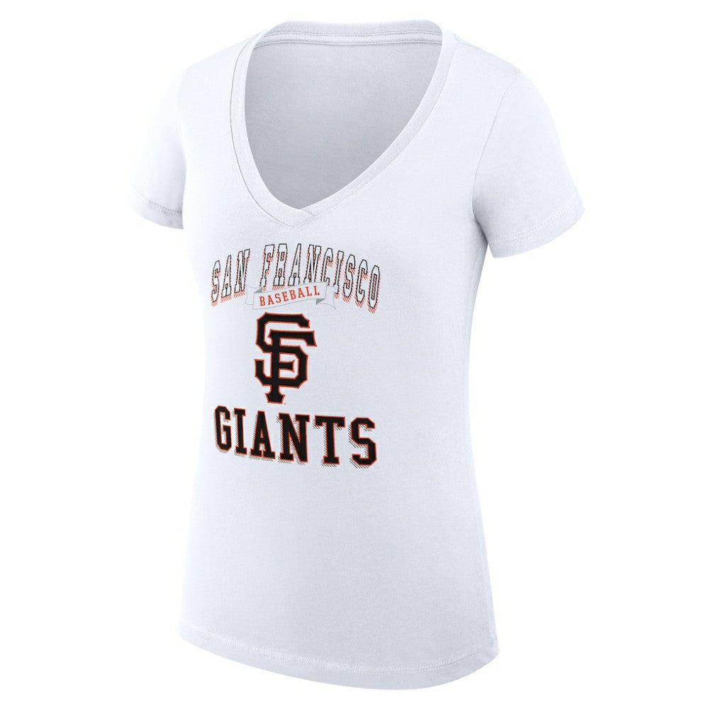 San Francisco Giants G-III 4Her by Carl Banks Women's Super-Slim Fit Lightweight Team Logo Graphic V-Neck T-Shirt White