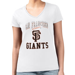 San Francisco Giants G-III 4Her by Carl Banks Women's Super-Slim Fit Lightweight Team Logo Graphic V-Neck T-Shirt White