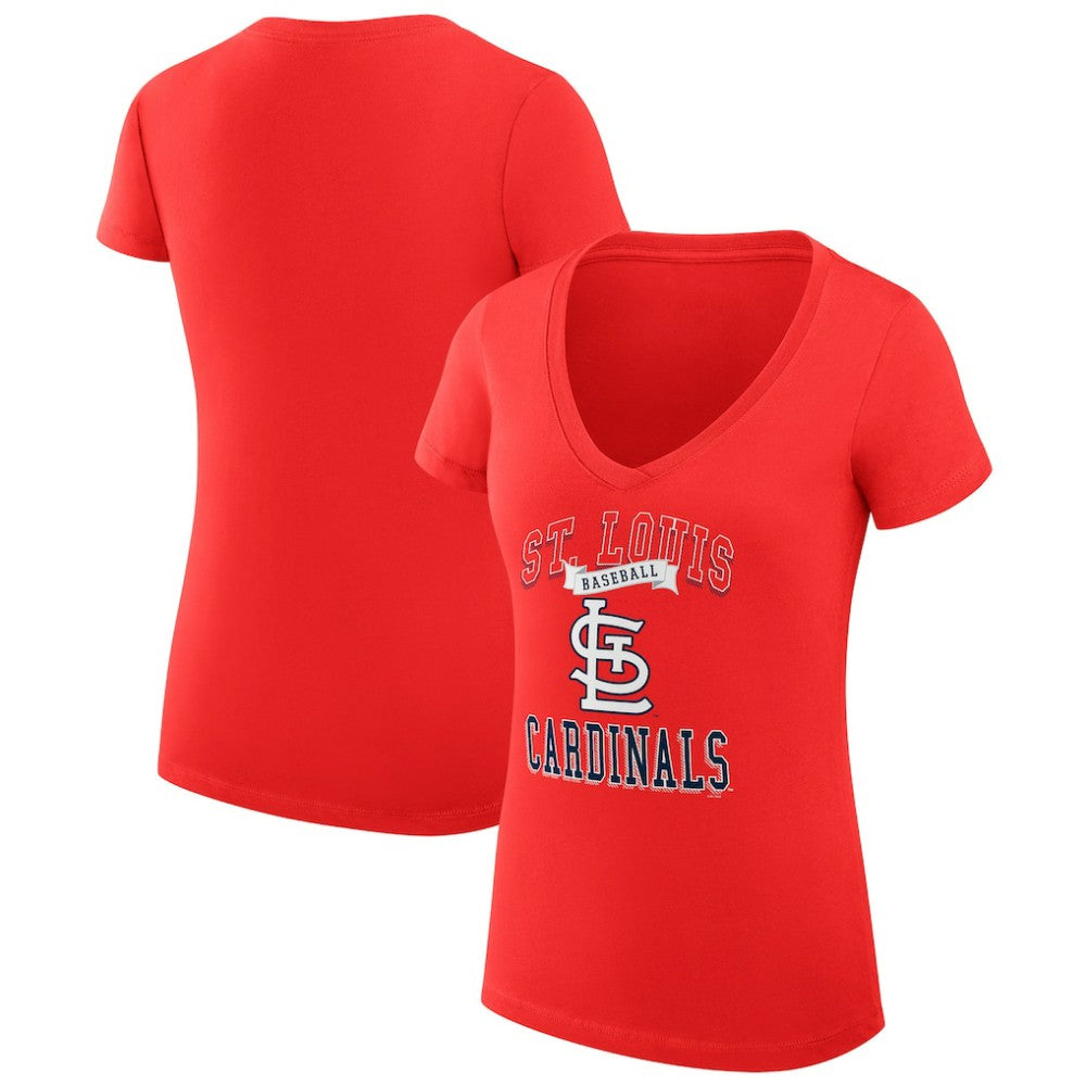 St. Louis Cardinals G-III 4Her by Carl Banks Women's Super-Slim Fit Lightweight Team Logo Graphic V-Neck T-Shirt Red