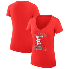 St. Louis Cardinals G-III 4Her by Carl Banks Women's Super-Slim Fit Lightweight Team Logo Graphic V-Neck T-Shirt Red