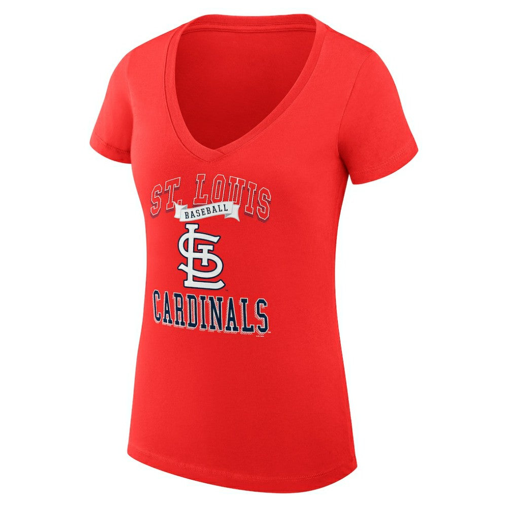 St. Louis Cardinals G-III 4Her by Carl Banks Women's Super-Slim Fit Lightweight Team Logo Graphic V-Neck T-Shirt Red