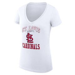St. Louis Cardinals G-III 4Her by Carl Banks Women's Super-Slim Fit Lightweight Team Logo Graphic V-Neck T-Shirt White