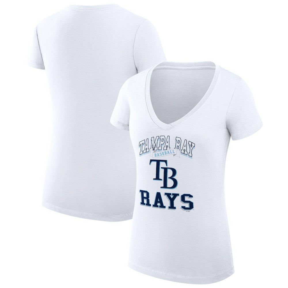 Tampa Bay Rays G-III 4Her by Carl Banks Women's Super-Slim Fit Lightweight Team Logo Graphic V-Neck T-Shirt White