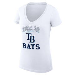 Tampa Bay Rays G-III 4Her by Carl Banks Women's Super-Slim Fit Lightweight Team Logo Graphic V-Neck T-Shirt White