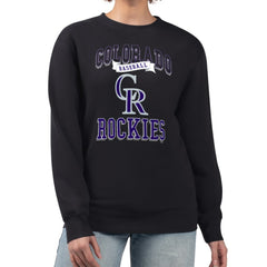 Colorado Rockies G-III 4Her by Carl Banks Women's Team Logo Graphic Tri-Blend Fleece Pullover Sweatshirt Black