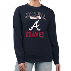 Atlanta Braves G-III 4Her by Carl Banks Women's Team Logo Graphic Tri-Blend Fleece Pullover Sweatshirt Navy