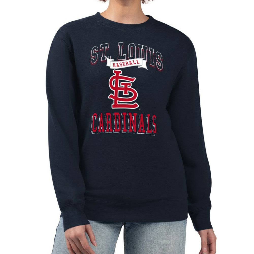 St. Louis Cardinals G-III 4Her by Carl Banks Women's Team Logo Graphic Tri-Blend Fleece Pullover Sweatshirt Navy