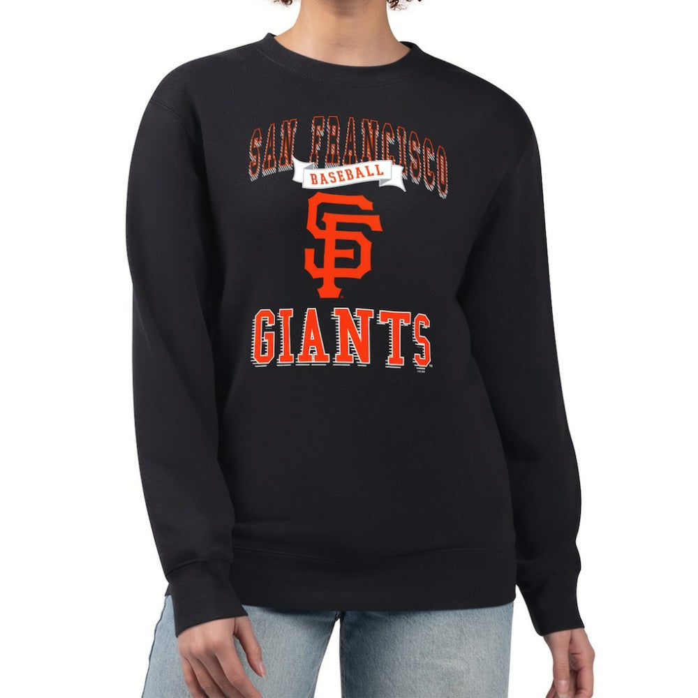 San Francisco Giants G-III 4Her by Carl Banks Women's Team Logo Graphic Tri-Blend Fleece Pullover Sweatshirt Black