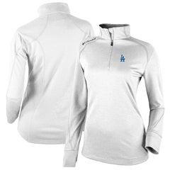 Los Angeles Dodgers Women's Cooperstown Collection Shotgun 2.0 Omni-Wick Quarter-Zip Top - White | Columbia