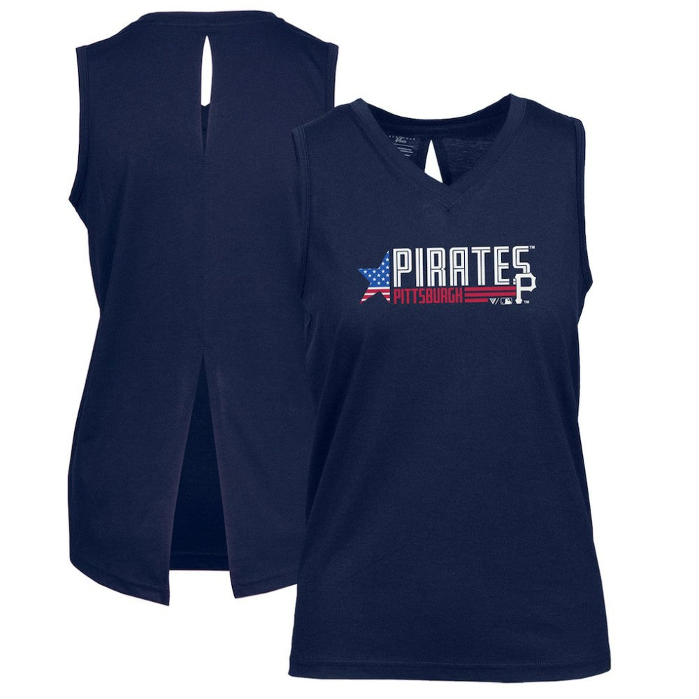 Pittsburgh Pirates Levelwear Women's Paisley Independence Aviation Tank Top Navy