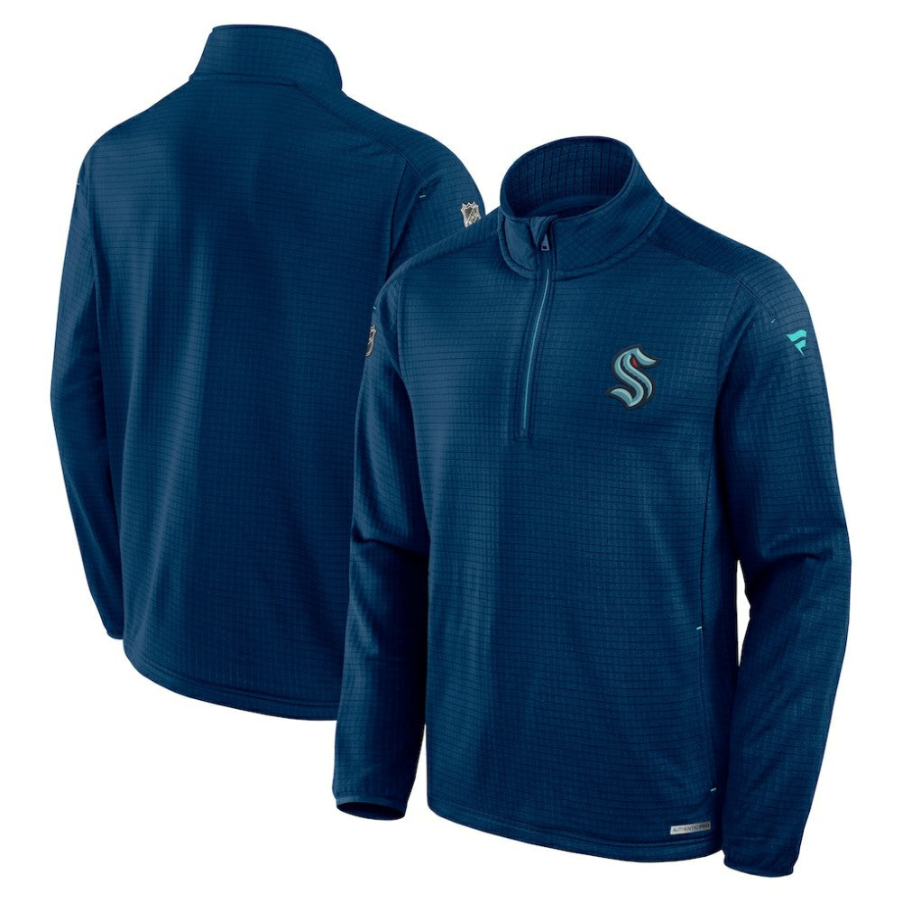 Seattle Kraken Fanatics Big & Tall Authentic Pro Quarter-Zip Top Navy