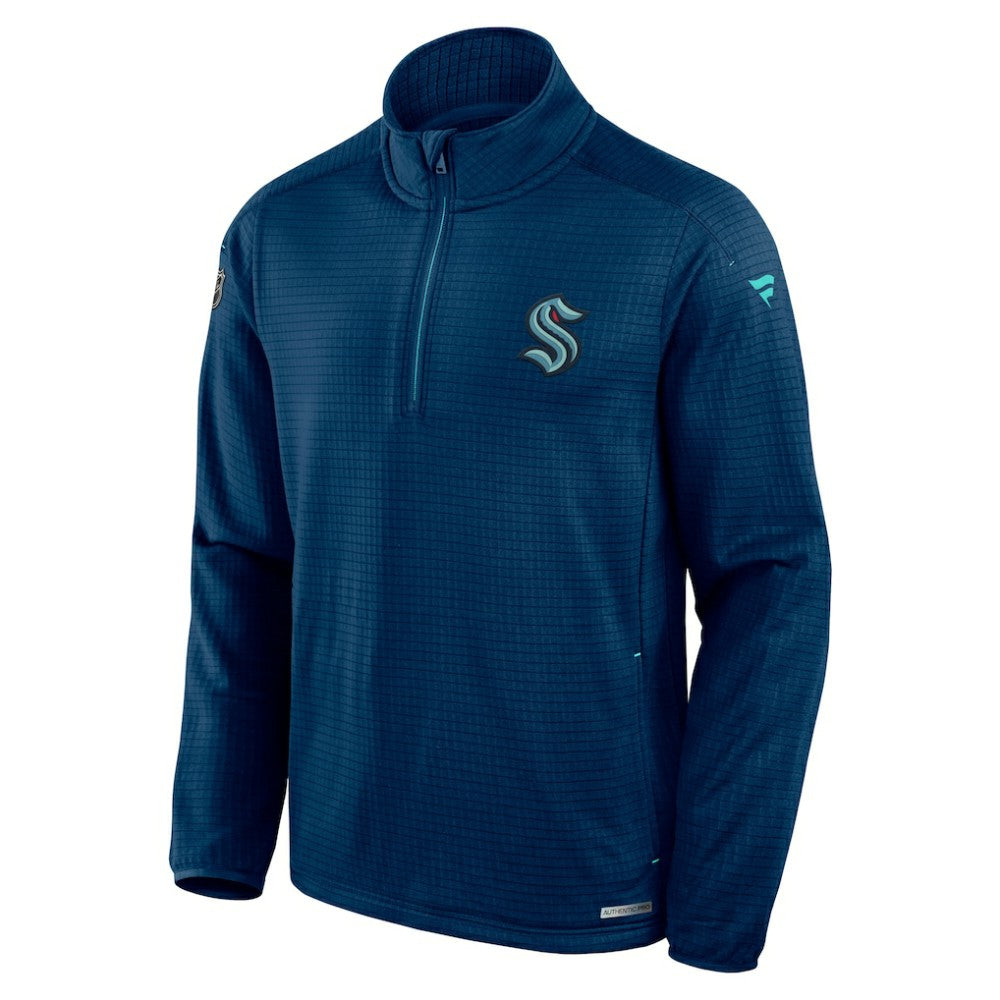 Seattle Kraken Fanatics Big & Tall Authentic Pro Quarter-Zip Top Navy