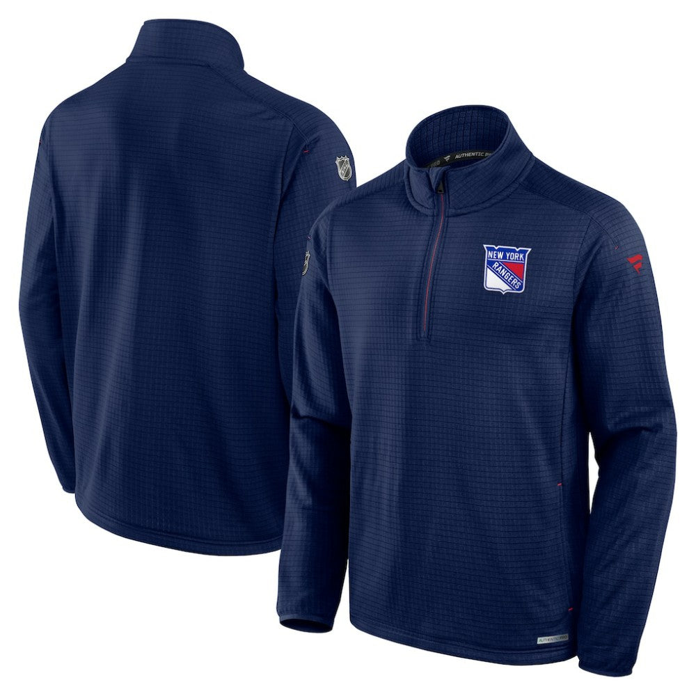 New York Rangers Fanatics Big & Tall Authentic Pro Quarter-Zip Top Navy
