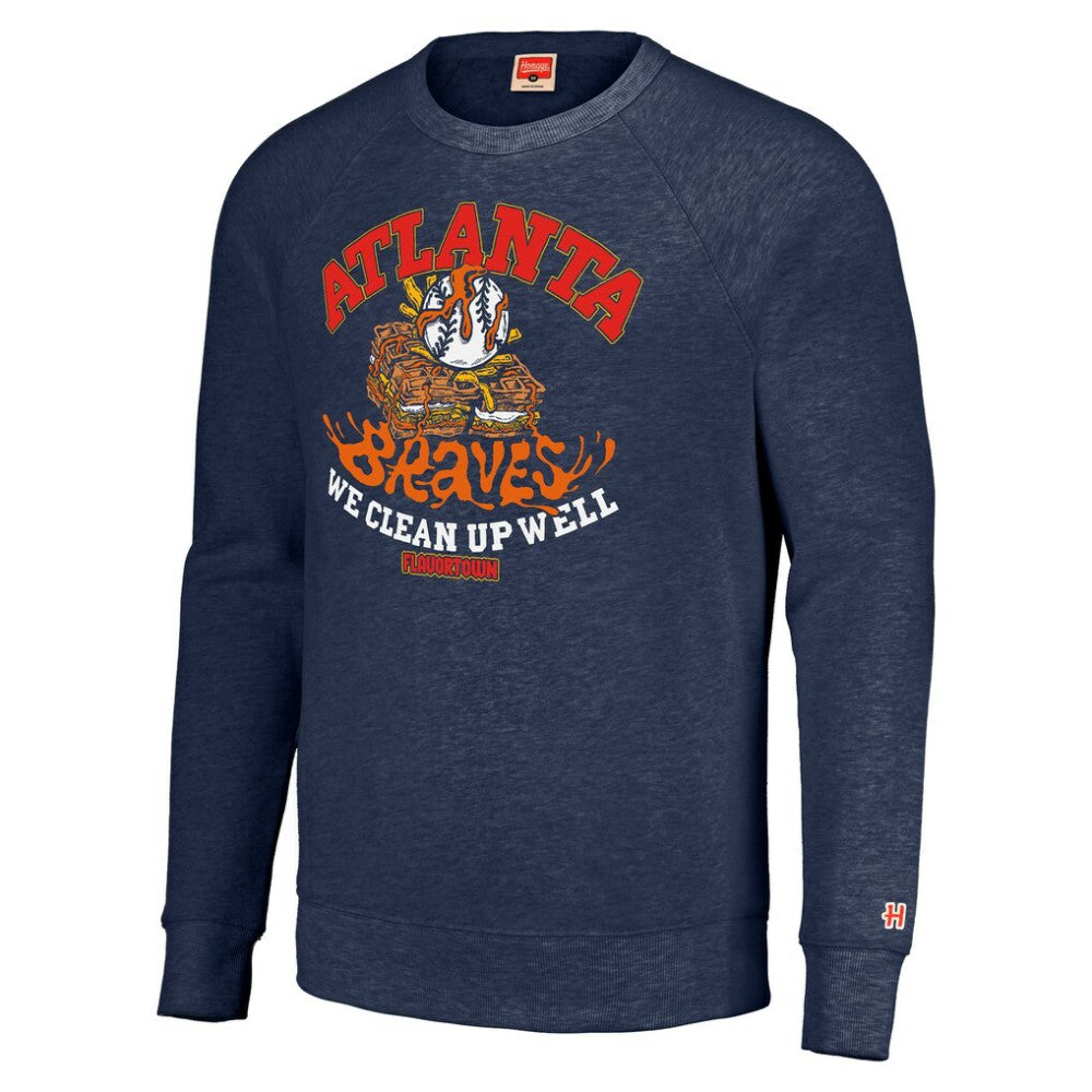 Atlanta Braves MLB x Guy Fieri’s Flavortown Unisex Tri-Blend Pullover Sweatshirt Navy