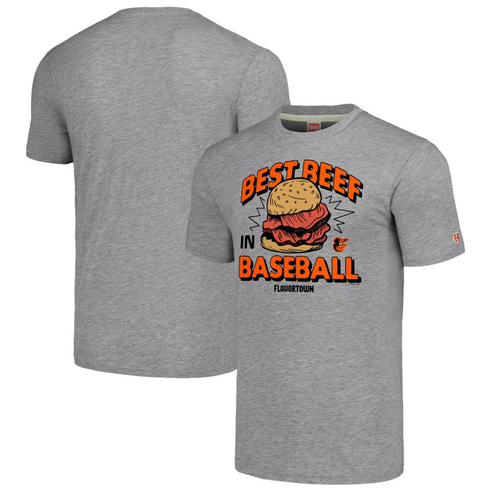Baltimore Orioles MLB x Guy Fieri’s Flavortown Unisex Tri-Blend T-Shirt Gray