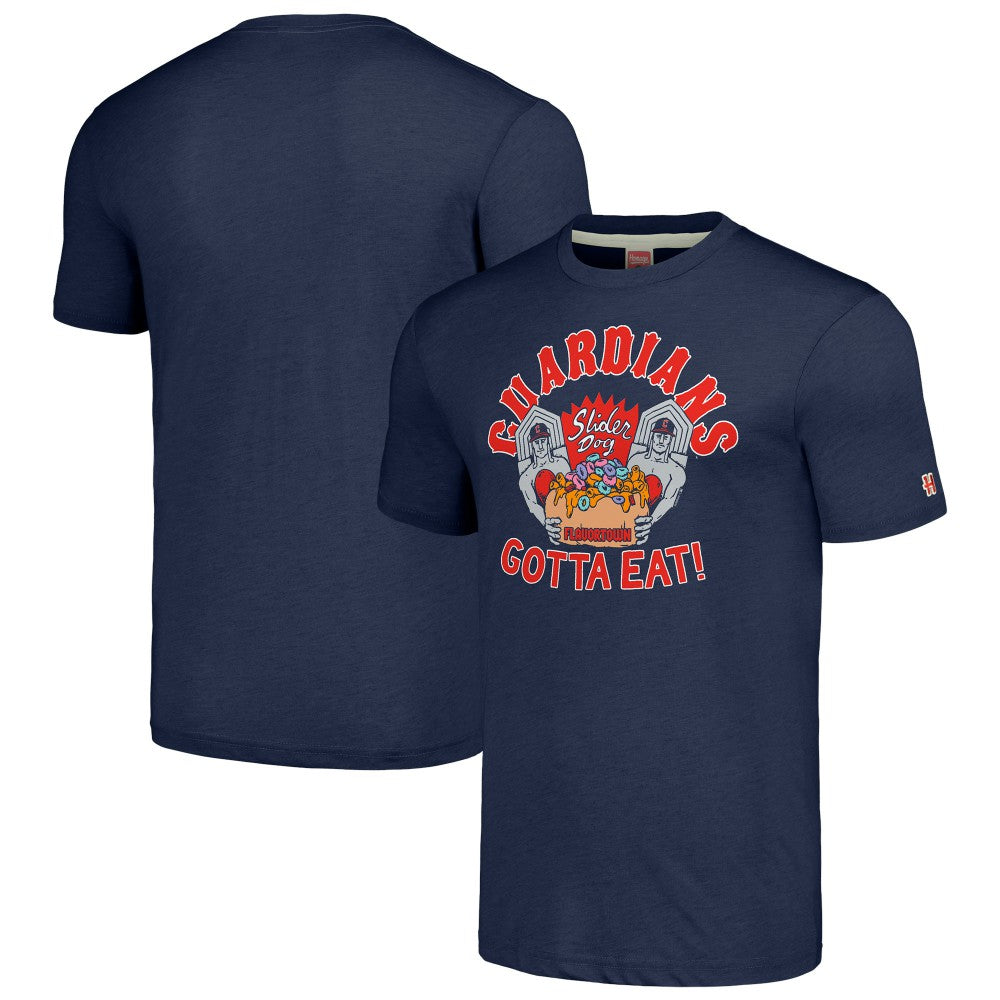 Cleveland Guardians MLB x Guy Fieri’s Flavortown Unisex Tri-Blend T-Shirt Navy