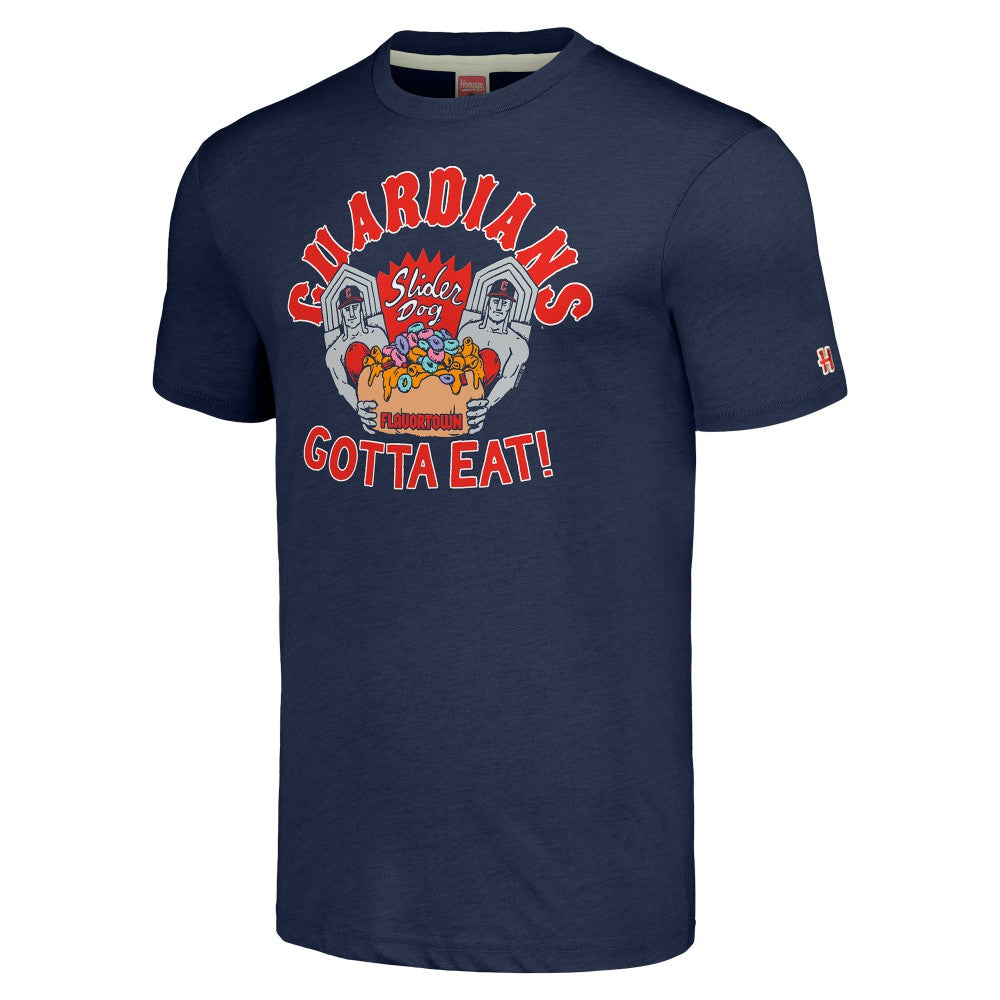 Cleveland Guardians MLB x Guy Fieri’s Flavortown Unisex Tri-Blend T-Shirt Navy
