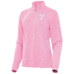 Texas Rangers Antigua Women's Mentor Lightweight Mock Neck Quarter-Zip Top Pink