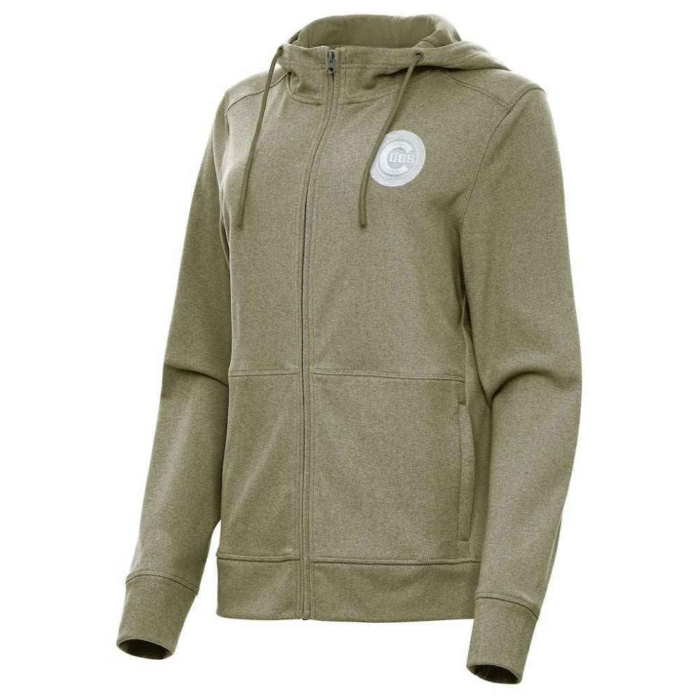 Chicago Cubs Antigua Women's Seeker Full-Zip Hoodie Jacket Olive