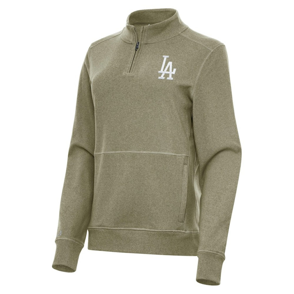 Los Angeles Dodgers Antigua Women's Crush Quarter-Zip Jacket Olive