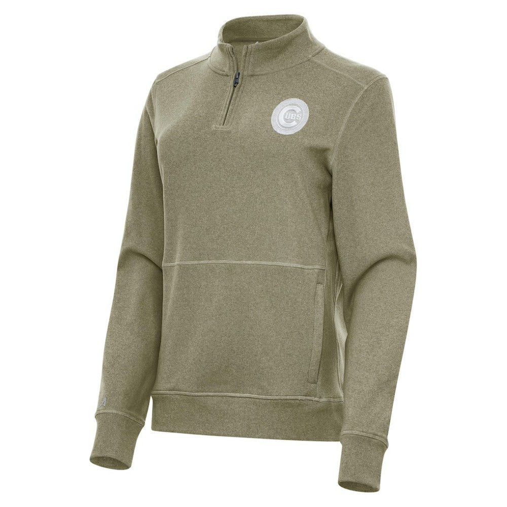 Chicago Cubs Antigua Women's Crush Quarter-Zip Jacket Olive