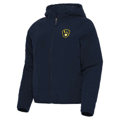 Milwaukee Brewers Antigua Women's Universe Full-Zip Hoodie Jacket Navy