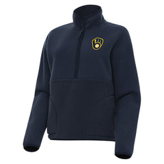 Milwaukee Brewers Antigua Women's Figure Half-Zip Sweatshirt Navy