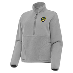 Milwaukee Brewers Antigua Women's Figure Half-Zip Sweatshirt Gray