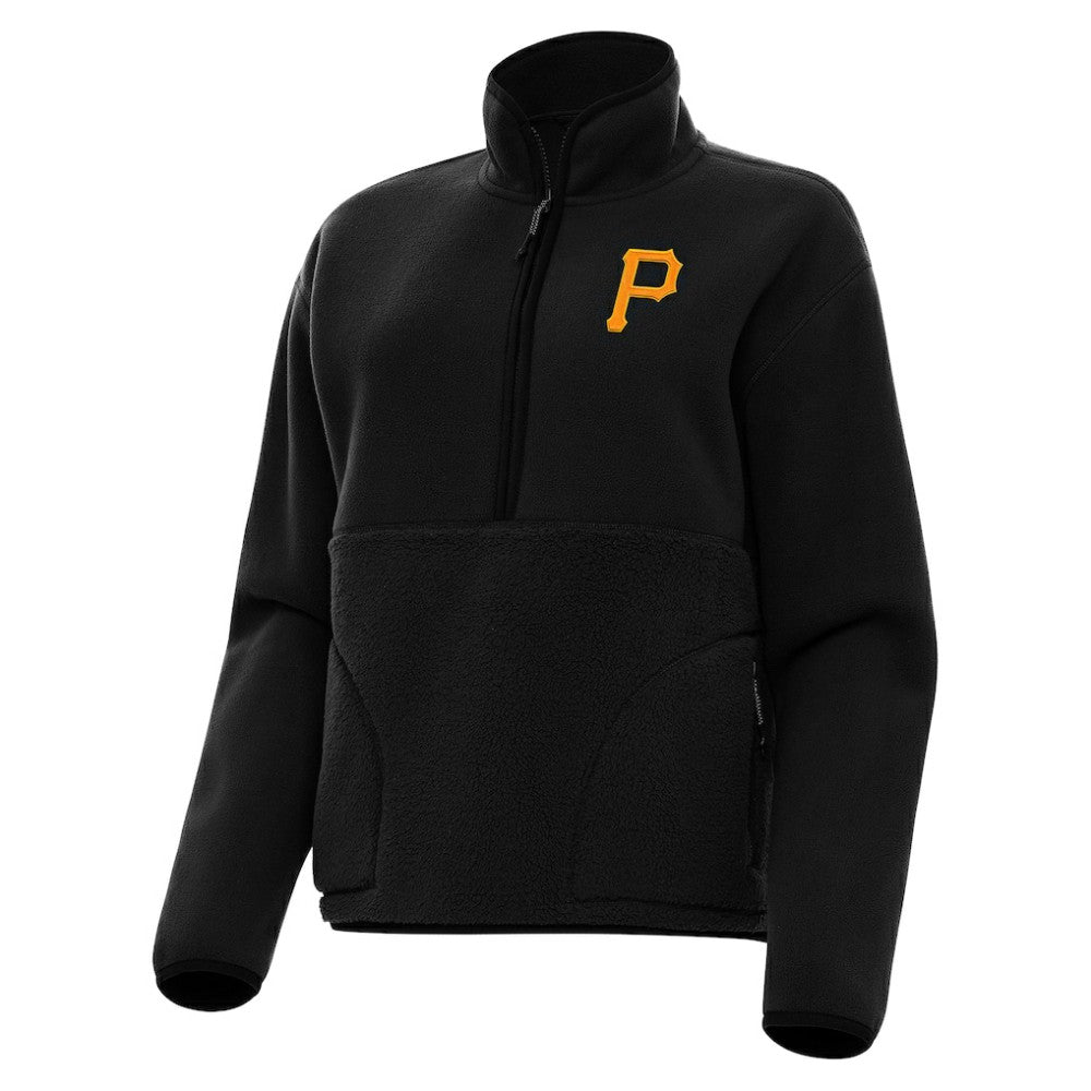 Pittsburgh Pirates Antigua Women's Figure Half-Zip Sweatshirt Black
