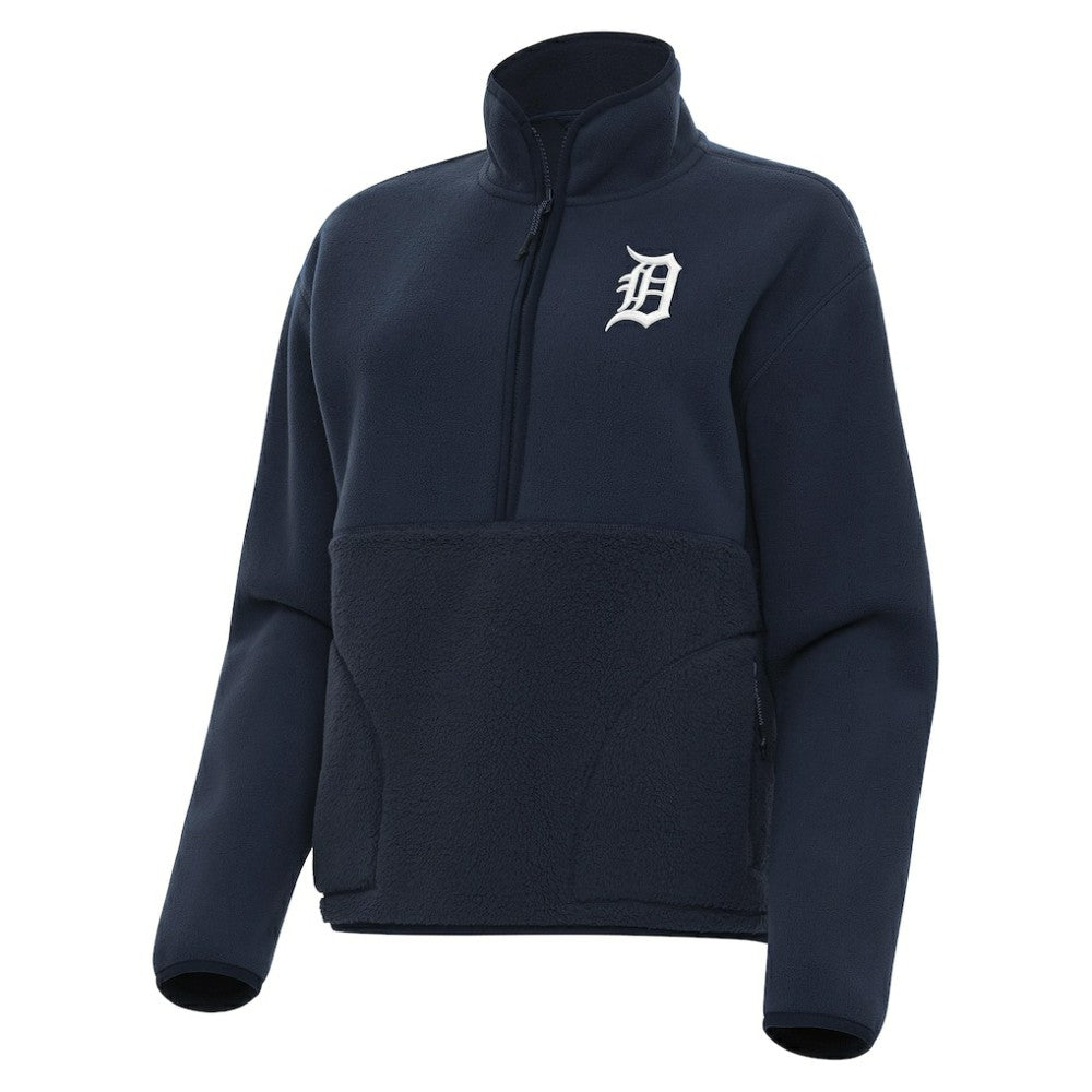 Detroit Tigers Antigua Women's Figure Half-Zip Sweatshirt Navy