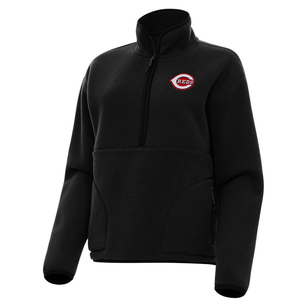 Cincinnati Reds Antigua Women's Figure Half-Zip Sweatshirt Black