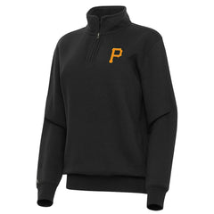 Pittsburgh Pirates Antigua Women's Victory Quarter-Zip Sweatshirt Black
