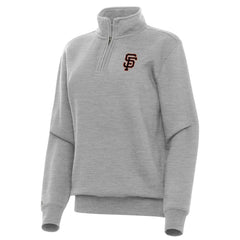 San Francisco Giants Antigua Women's Victory Quarter-Zip Sweatshirt Heather Gray