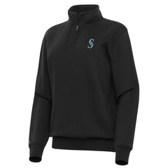 Seattle Mariners Antigua Women's Victory Quarter-Zip Sweatshirt Black