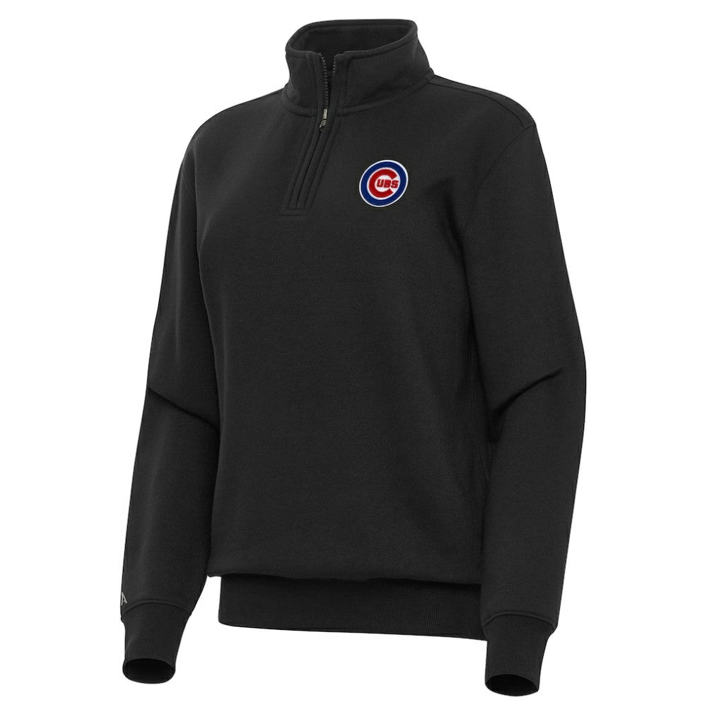 Chicago Cubs Antigua Women's Victory Quarter-Zip Sweatshirt Black