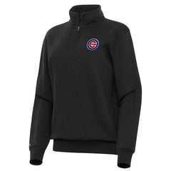 Chicago Cubs Antigua Women's Victory Quarter-Zip Sweatshirt Black