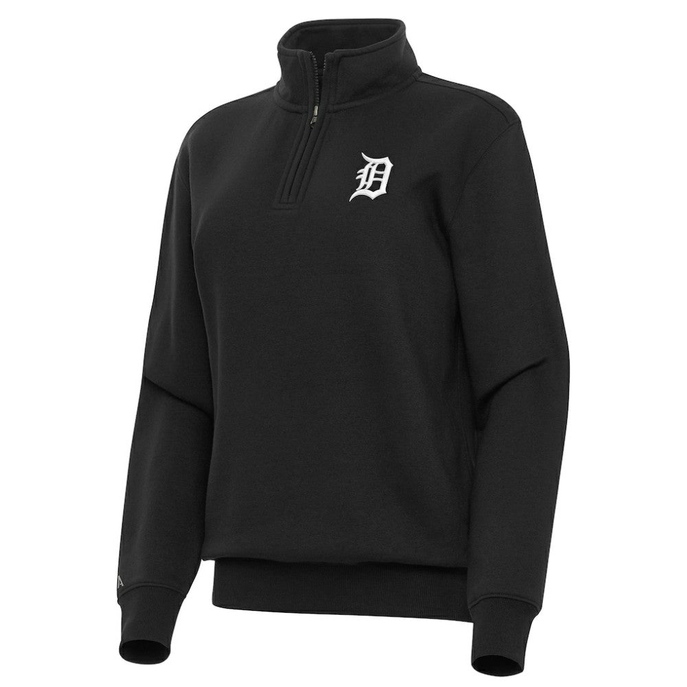 Detroit Tigers Antigua Women's Victory Quarter-Zip Sweatshirt Black