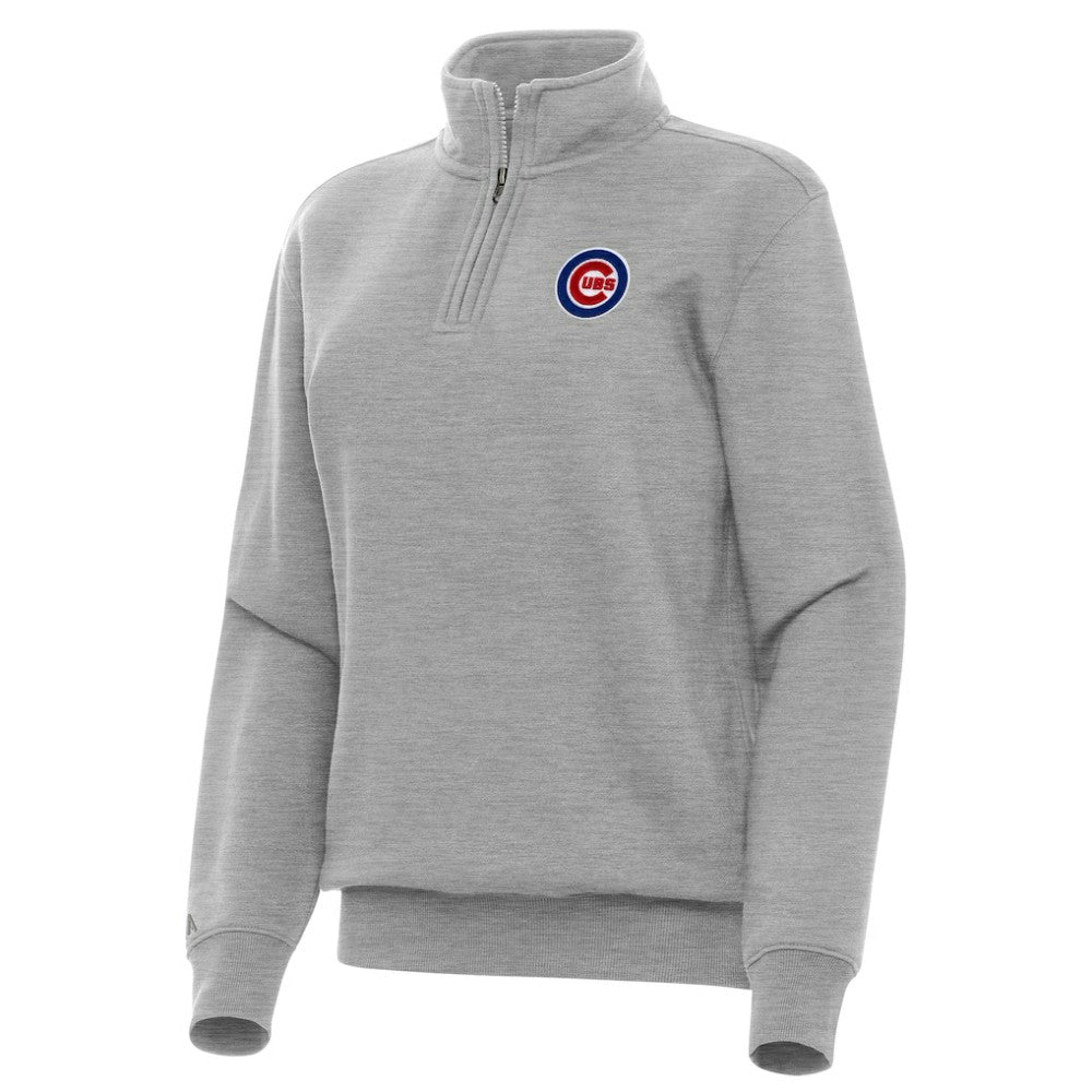 Chicago Cubs Antigua Women's Victory Quarter-Zip Sweatshirt Heather Gray