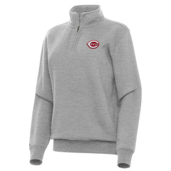 Cincinnati Reds Antigua Women's Victory Quarter-Zip Sweatshirt Heather Gray
