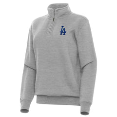 Los Angeles Dodgers Antigua Women's Victory Quarter-Zip Sweatshirt Heather Gray