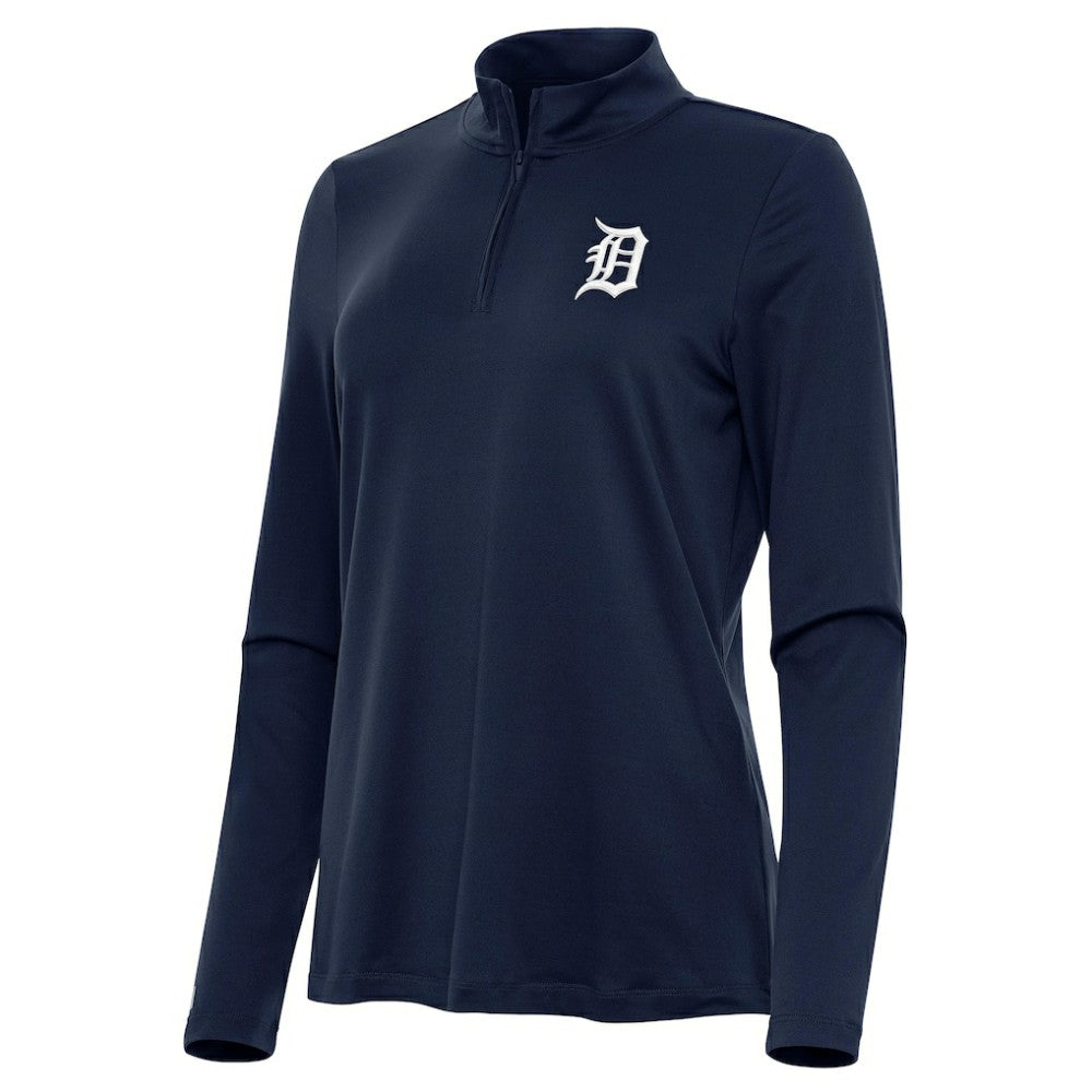 Detroit Tigers Antigua Women's Reprocess Quarter-Zip Top - Navy