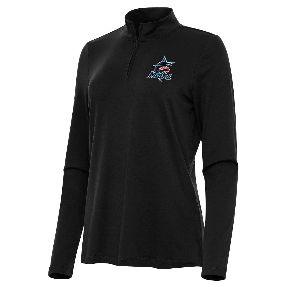 Miami Marlins Antigua Women's Reprocess Quarter-Zip Top - Black